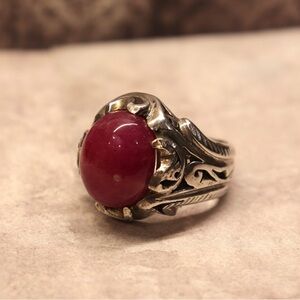 925 Sterling Silver Natural Cabochon Ruby Ring